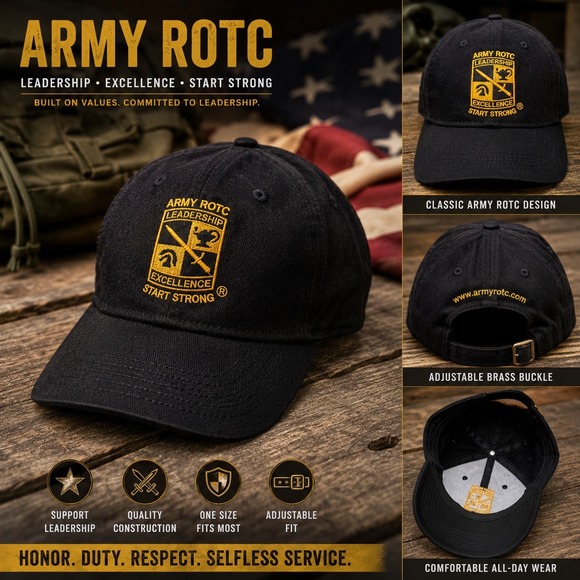 Army ROTC Other - Army ROTC Leadership Excellence Start Strong Black Adjustable Hat Cap Military